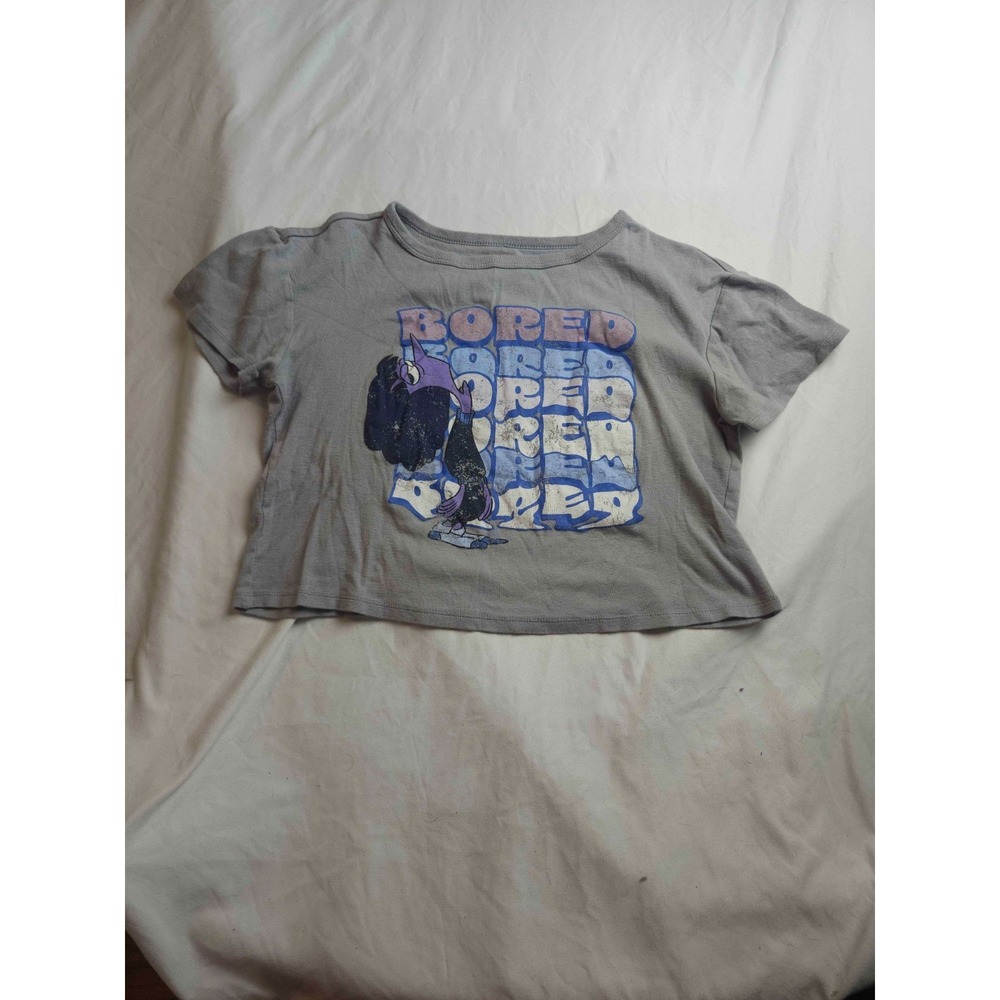 Disney Pixar Inside Out 2 Ennui Bored Shirt Top Womens Large Gray Cropped Movies